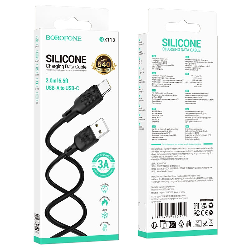 BOROFONE BX113 USB-A to Type-C 3A Charging Data Cable