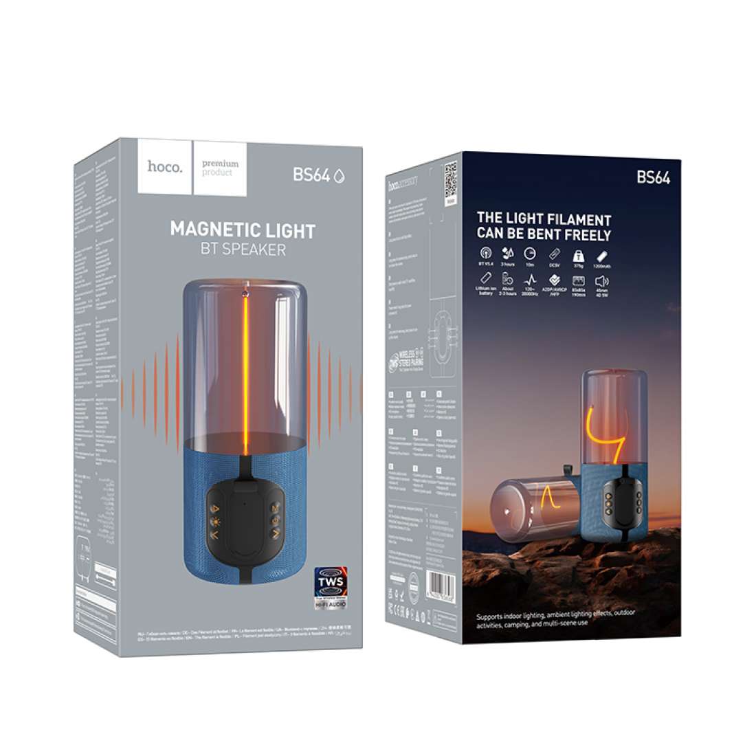HOCO BS64 Portable Wireless Bluetooth Speaker with Magnetic Light