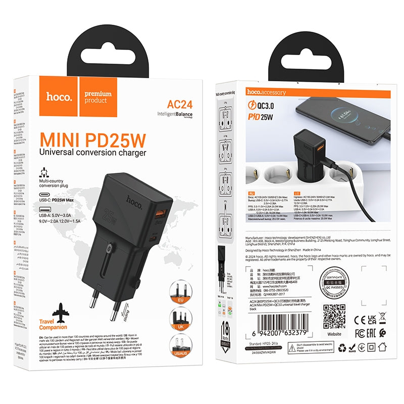 HOCO AC24 Mini PD25W QC3.0 Universal Travel Charger