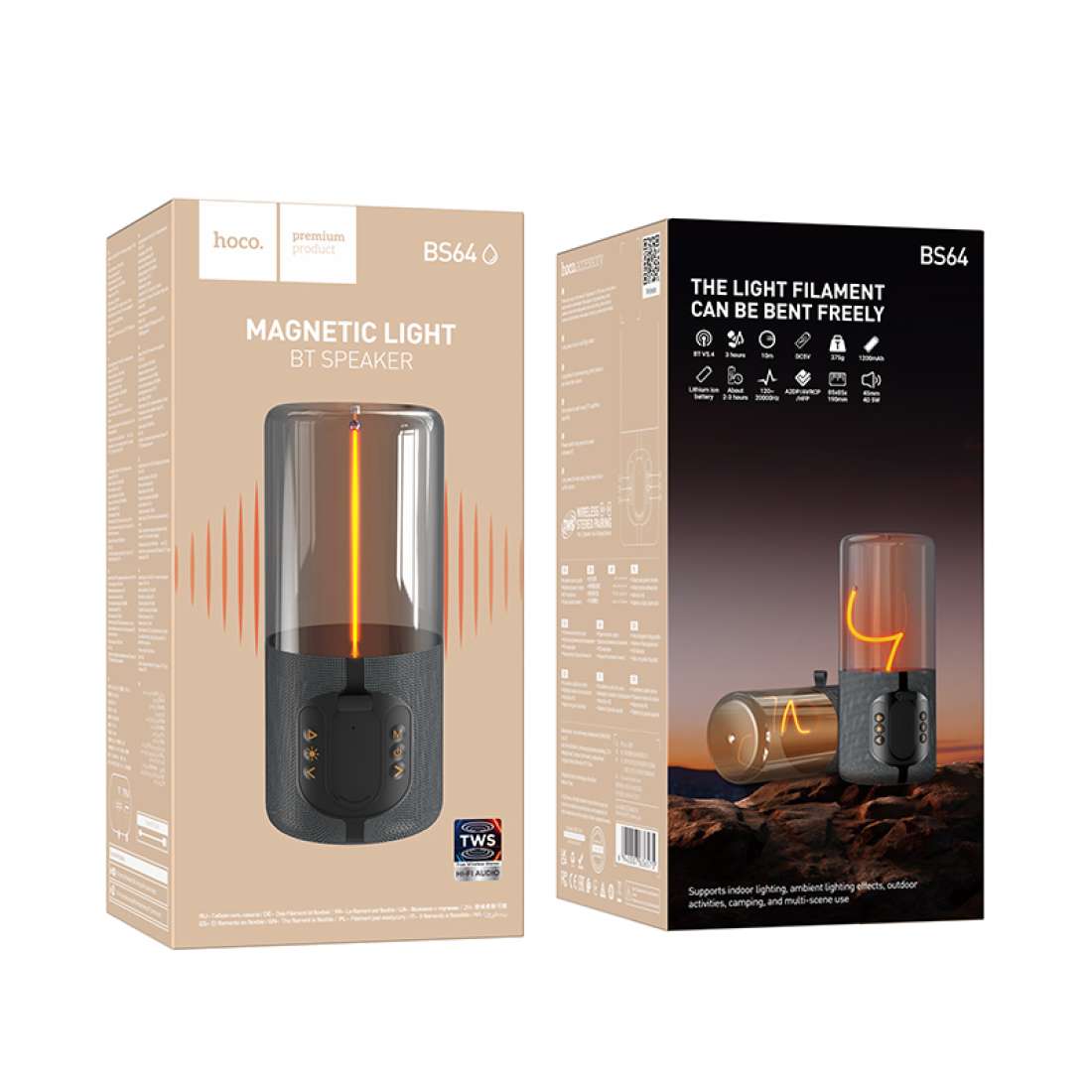 HOCO BS64 Portable Wireless Bluetooth Speaker with Magnetic Light