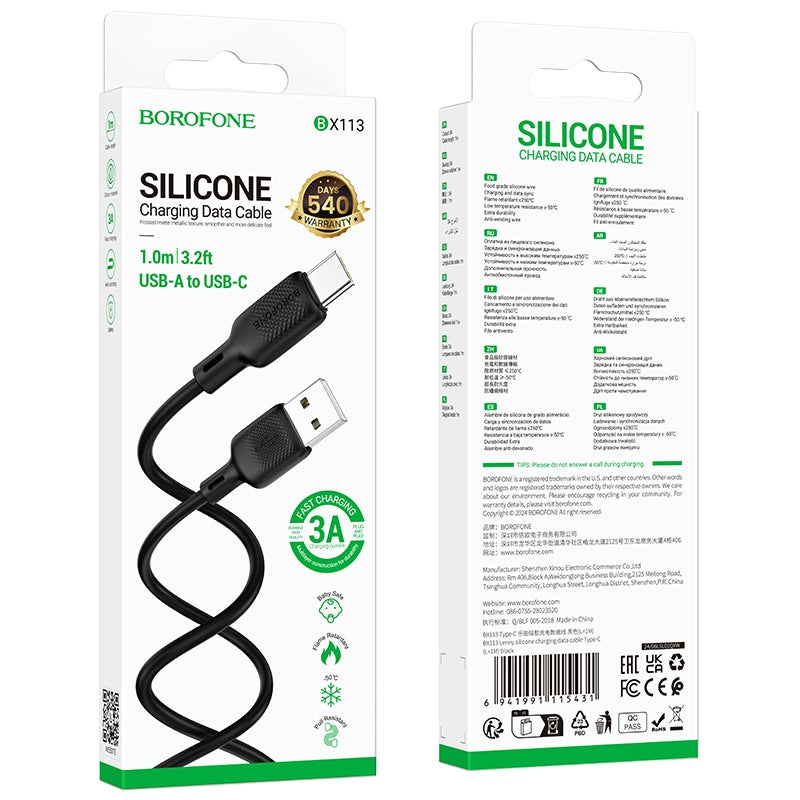 BOROFONE BX113 USB-A to Type-C 3A Charging Data Cable