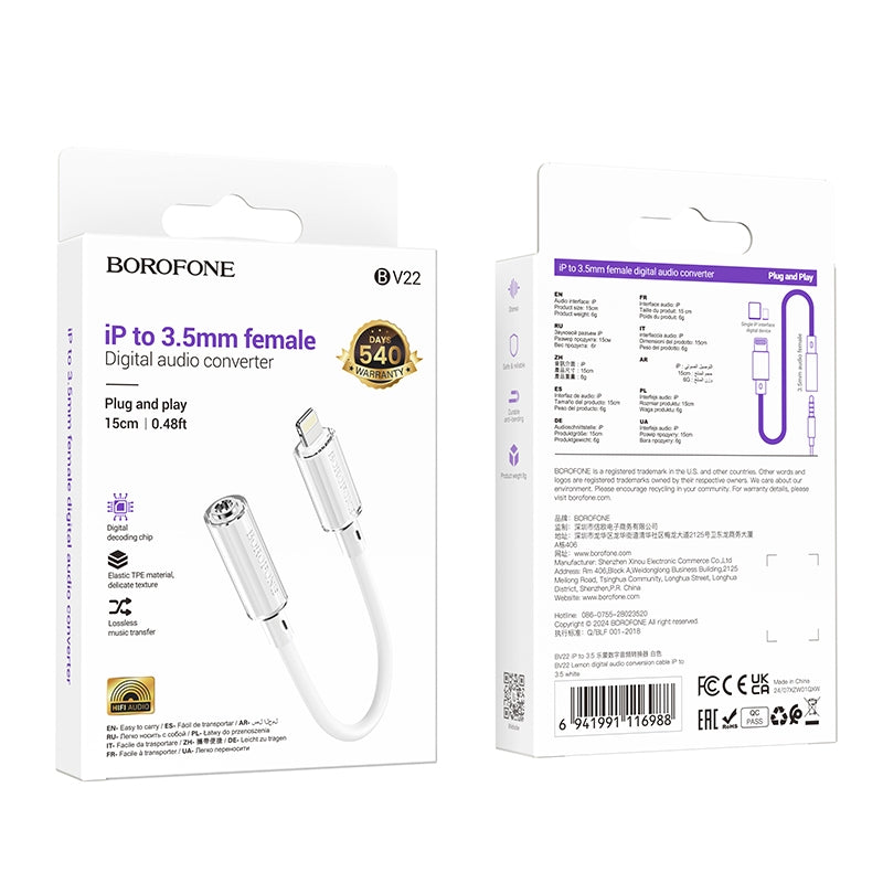 BOROFONE BV22 Adapter Lightning to 3.5mm Female Audio Converter 15cm