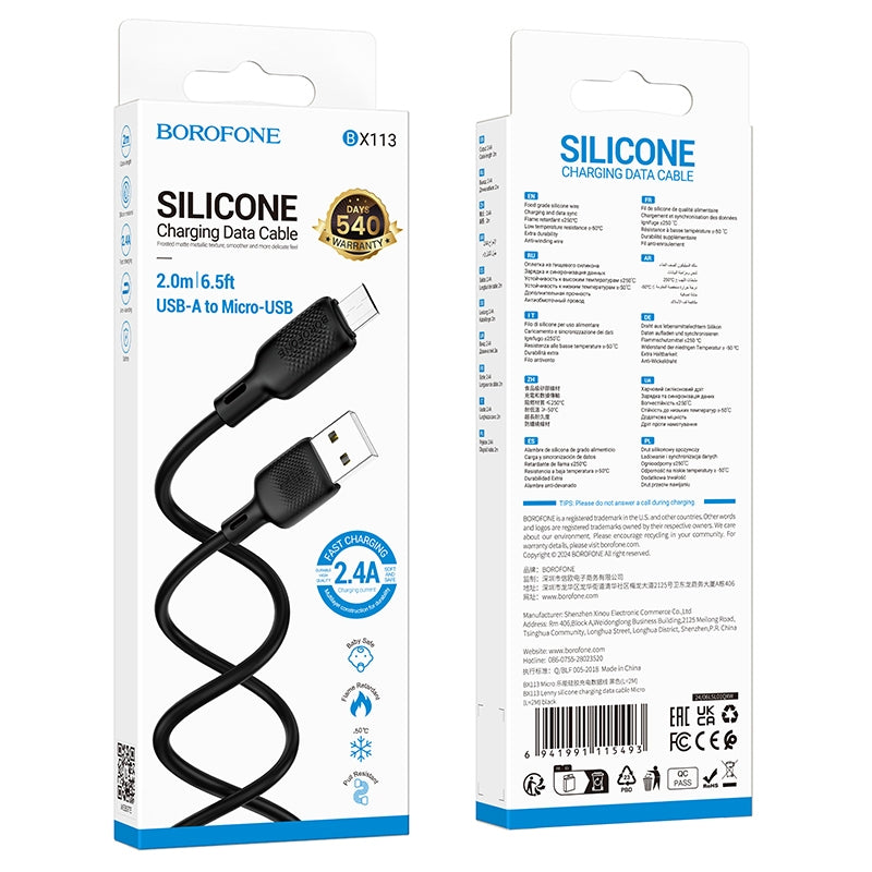 BOROFONE BX113 USB-A to Micro USB 2.4A Charging Data Cable