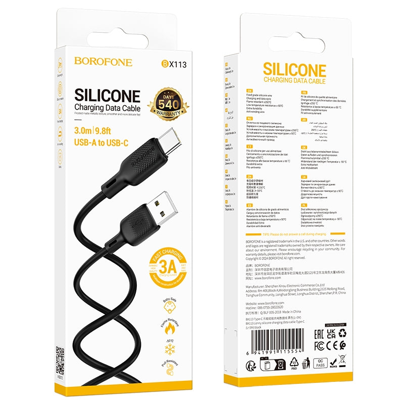 BOROFONE BX113 USB-A to Type-C 3A Charging Data Cable