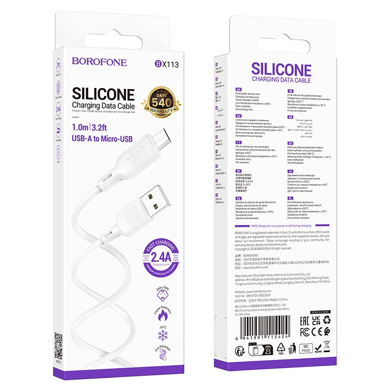 BOROFONE BX113 USB-A to Micro USB 2.4A Charging Data Cable