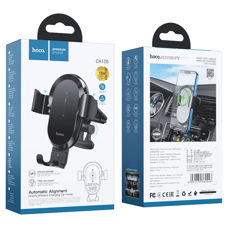HOCO CA105 Wireless Charging Car Holder for Air Outlet