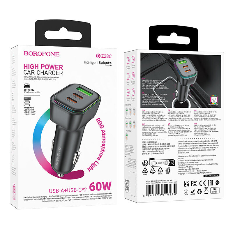 BOROFONE BZ28C PD60W Car Charger (2C1A)