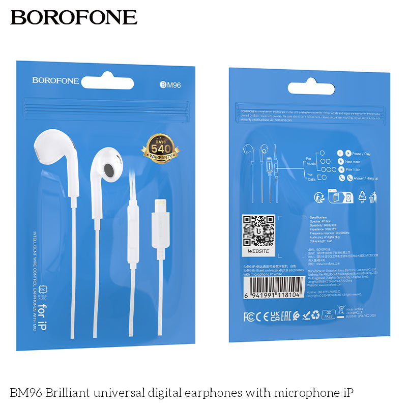 BOROFONE BM96 Lightning Wire-Controled Digital Earphones with Microphone