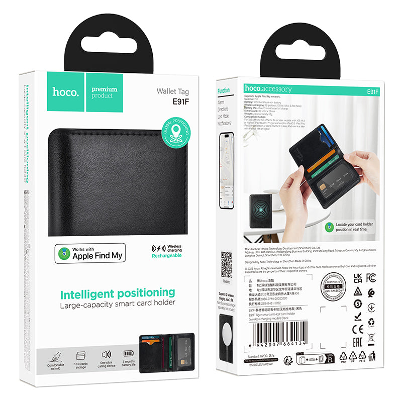 HOCO E91F Anti-Loss Smart Card Holder (Wireless Charging Model) (Apple Only)