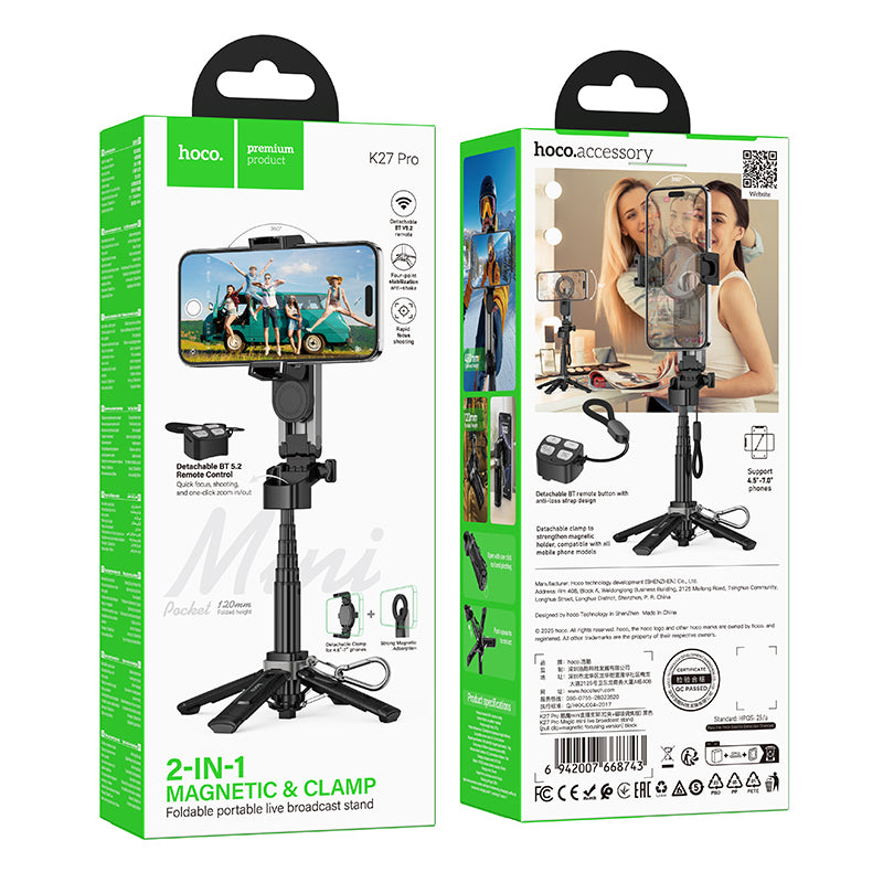 HOCO K27 Pro Aluminum Alloy Live Broadcast Holder Selfie Stick Tripod