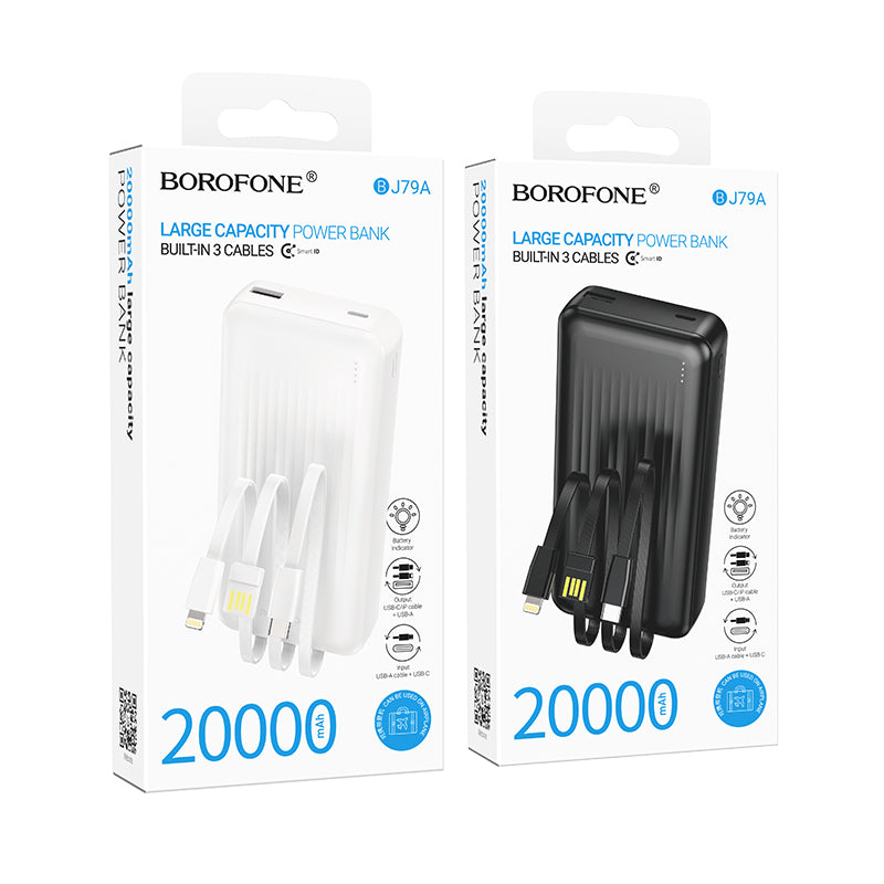 HOCO BOROFONE BJ79A 20000mAh Power Bank with 3 Cables(USB-A+Type-C+Lightning) (3C/CCC Certified) (A+)