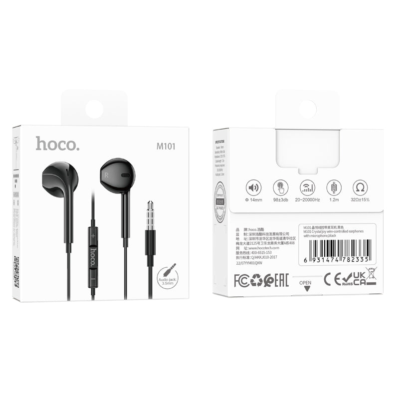 HOCO M101 Max 3.5mm Jack Wire-Controled Earphones with Microphone