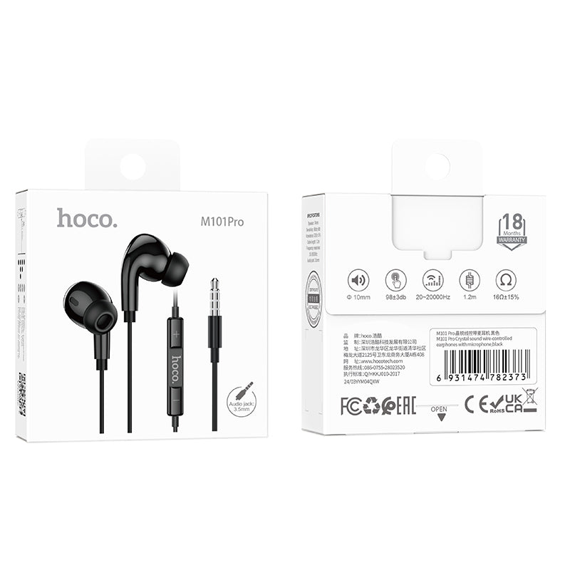 HOCO M101 Pro 3.5mm Jack Wire-Controled Digital Earphones with Microphone