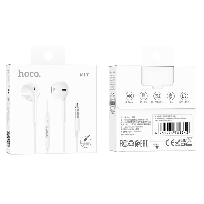 HOCO M101 Max 3.5mm Jack Wire-Controled Earphones with Microphone