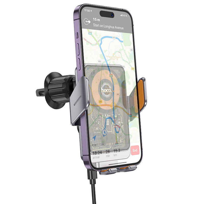 HOCO HW7 Transparent Wireless Fast Charging Car Holder for Air Outlet