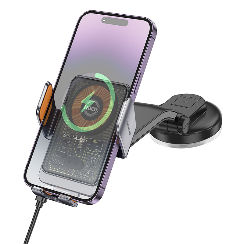 HOCO HW8 Transparent Wireless Fast Charging Car Holder for Dashboard