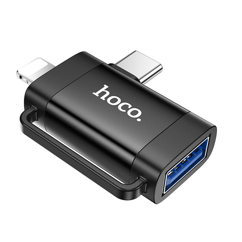 HOCO UA31F 2-In-1 Lightning Male/Type-C Male to USB Female OTG Adapter