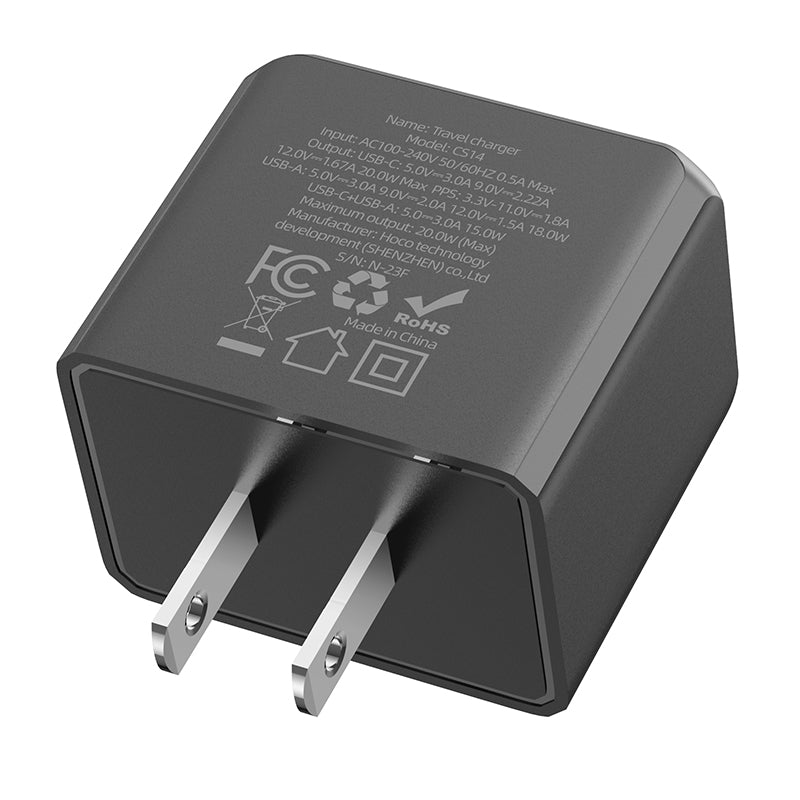 HOCO CS14 PD20W + QC3.0 USB-A and Type-C Fast Charger