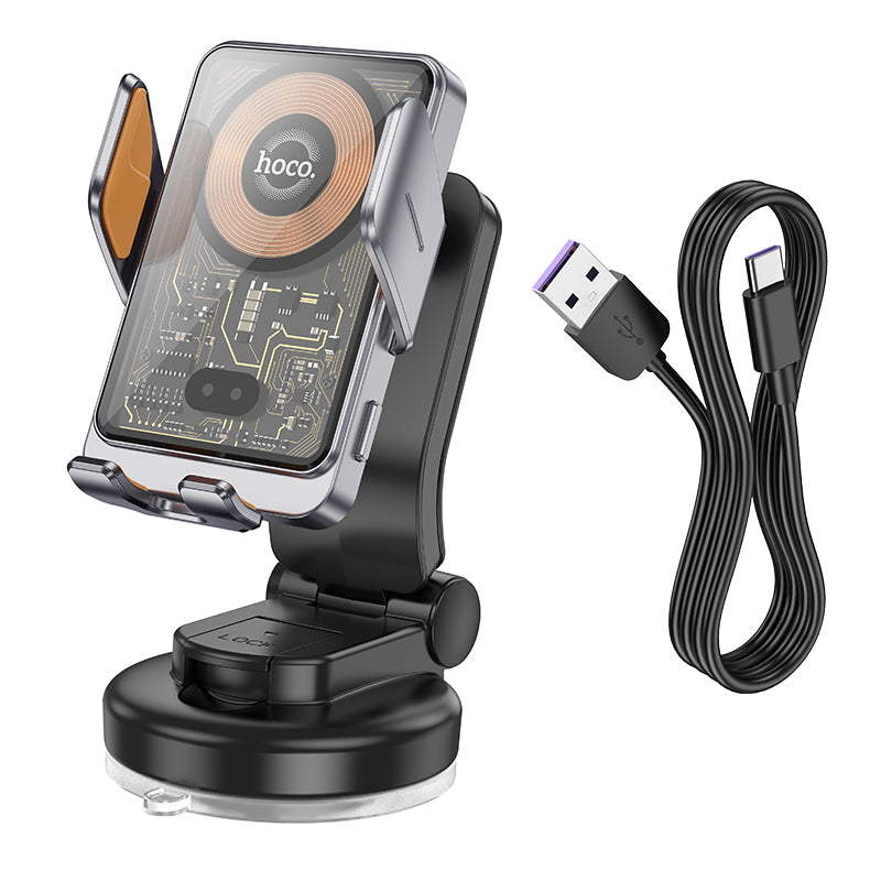 HOCO HW8 Transparent Wireless Fast Charging Car Holder for Dashboard