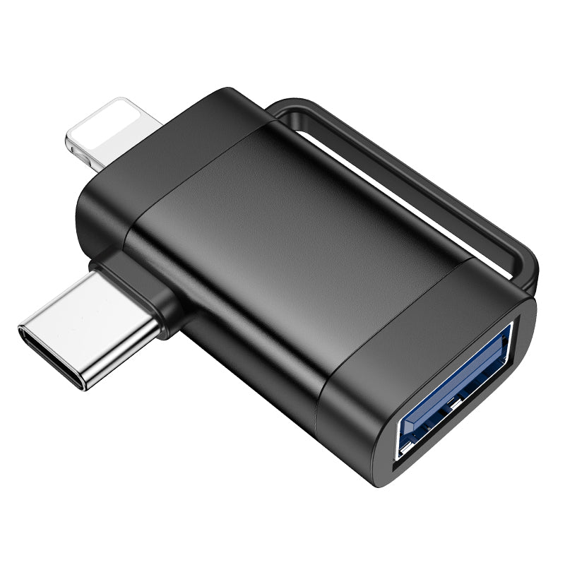 HOCO UA31F 2-In-1 Lightning Male/Type-C Male to USB Female OTG Adapter