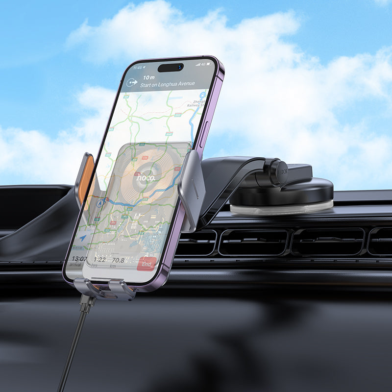 HOCO HW8 Transparent Wireless Fast Charging Car Holder for Dashboard