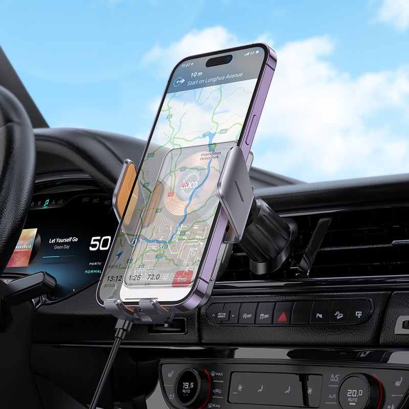 HOCO HW7 Transparent Wireless Fast Charging Car Holder for Air Outlet
