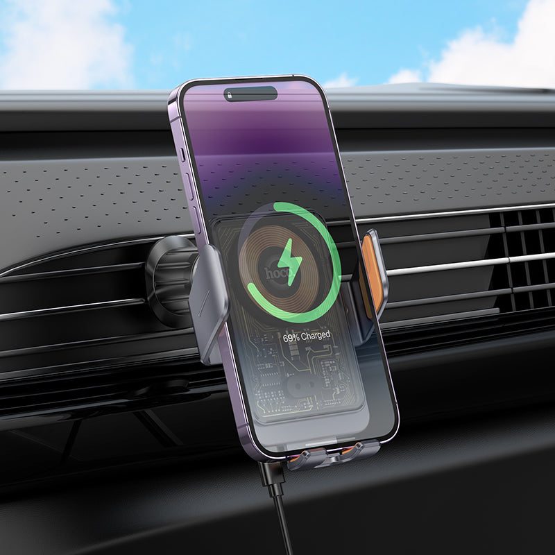 HOCO HW7 Transparent Wireless Fast Charging Car Holder for Air Outlet