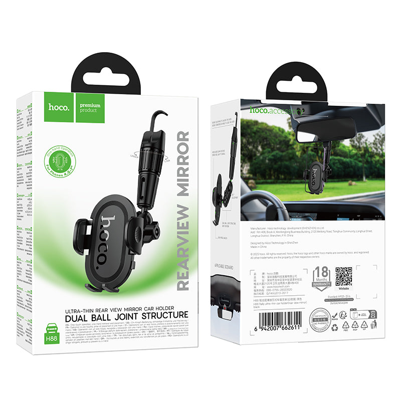 HOCO H88 Ultra-thin Push-Type Car Holder for Rear View Mirror