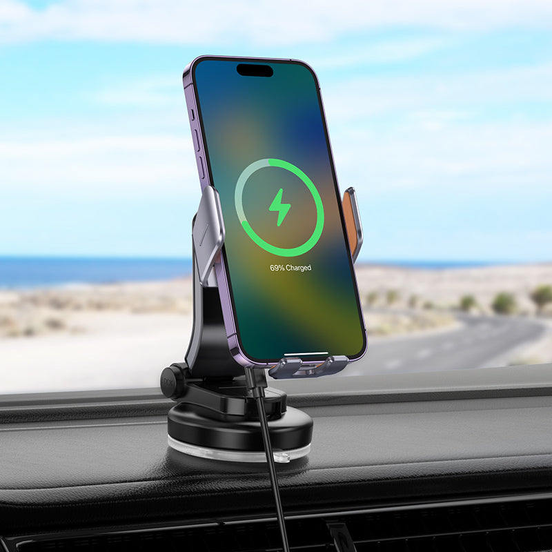 HOCO HW8 Transparent Wireless Fast Charging Car Holder for Dashboard