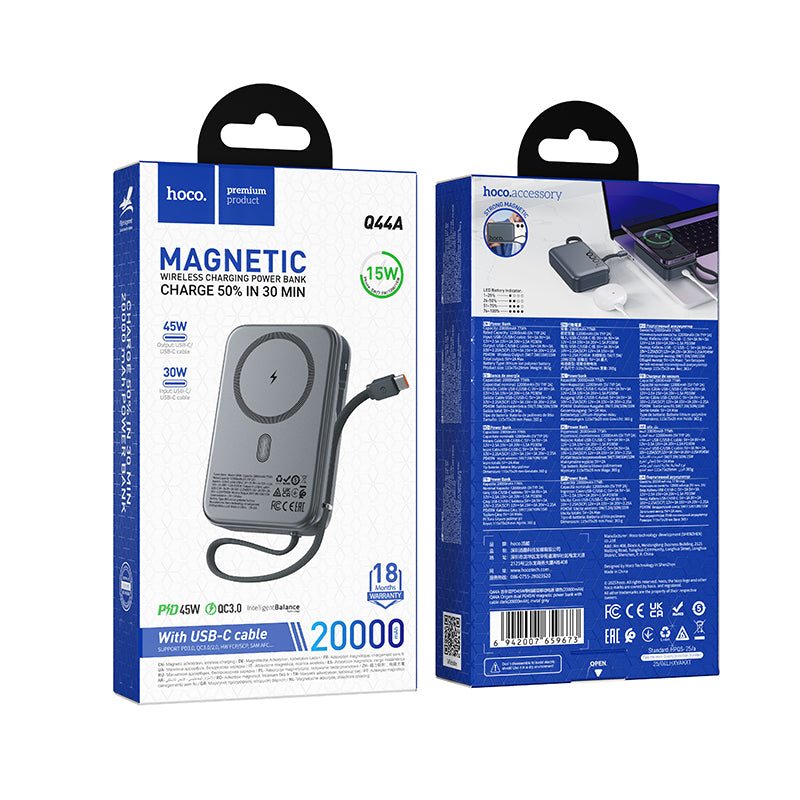 HOCO Q44A PD40W 20000mAh MagSafe Magnetic Wireless Charging Power Bank with Cable (3C/CCC Certified) (A+)