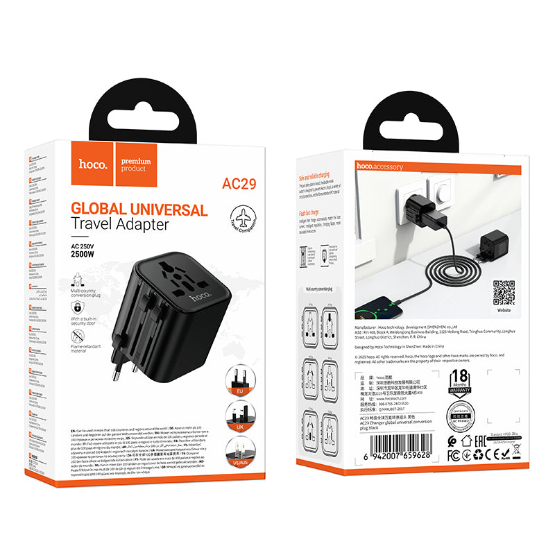 HOCO AC29 Global Universal Conversion Plug Travel Adapter Charger