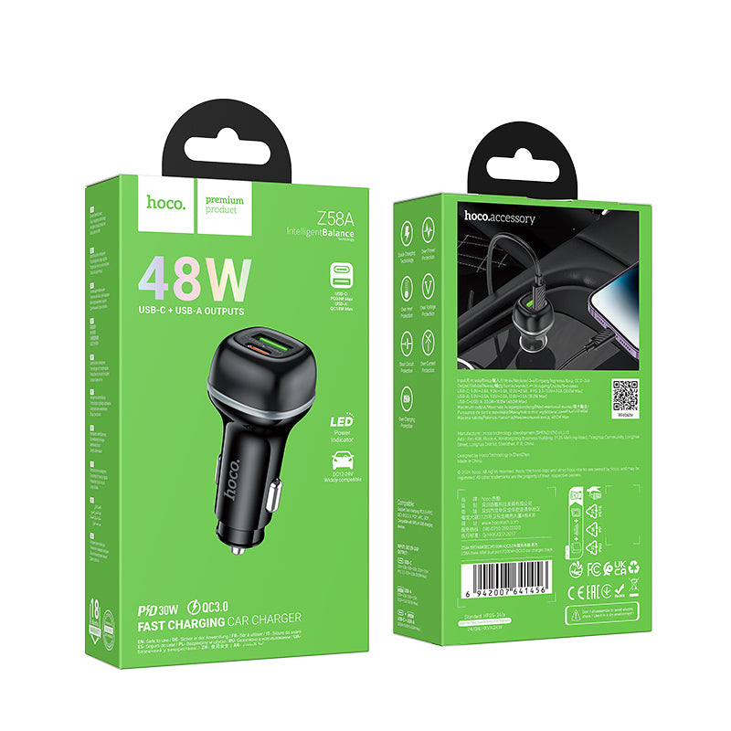 HOCO Z58A 48W Dual Port Car Charger PD30W