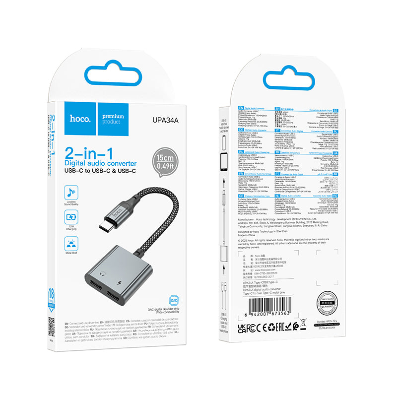 HOCO UPA34A Adapter Type-C to Dual Type-C Digital Audio Converter