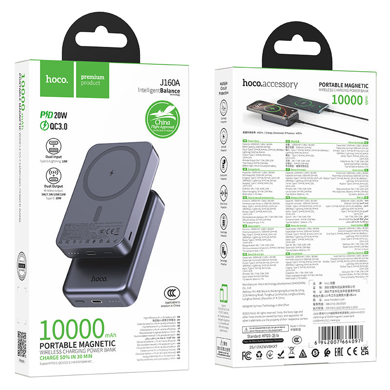 HOCO J60A PD20W 10000mAh Wireless Charging Power Bank