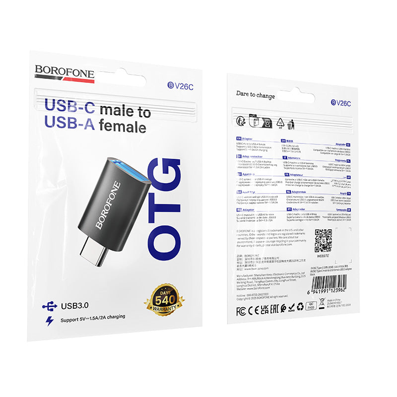 HOCO BOROFONE BV26C Type-C Male to USB-A Female USB3.0 OTG Adapter