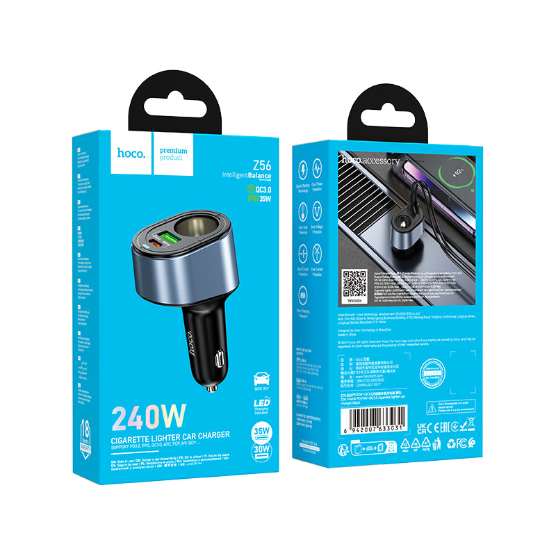 HOCO Z56 PD35W + QC3.0 Car Charger with Cigarette Lighter