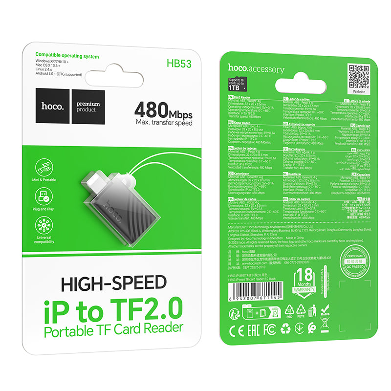 HOCO HB53 SD TF Card Reader 2.0 for Lightning