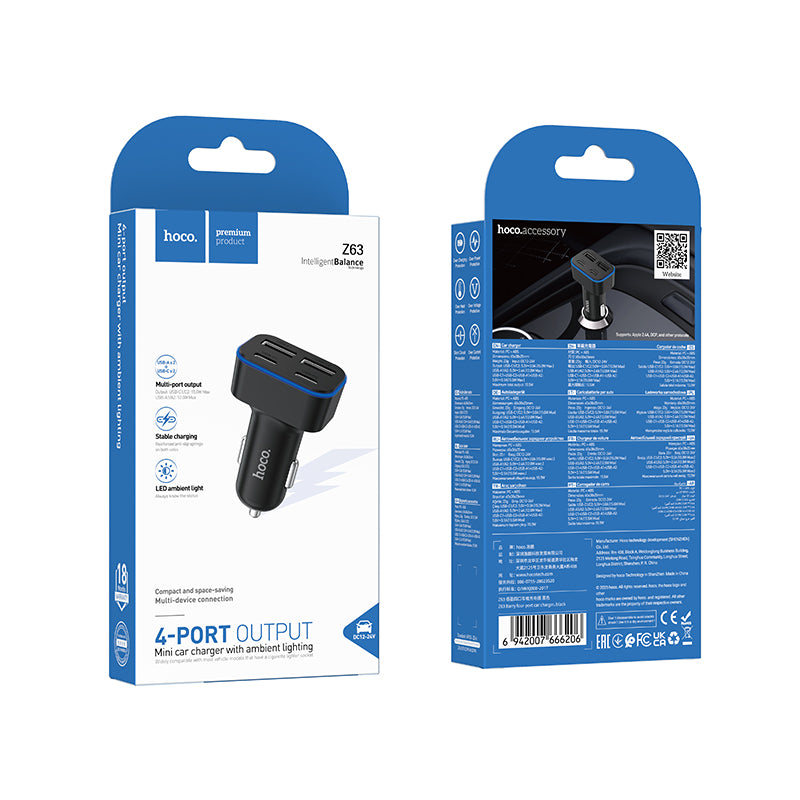 HOCO Z63 4-Port Car Charger (2C2A)