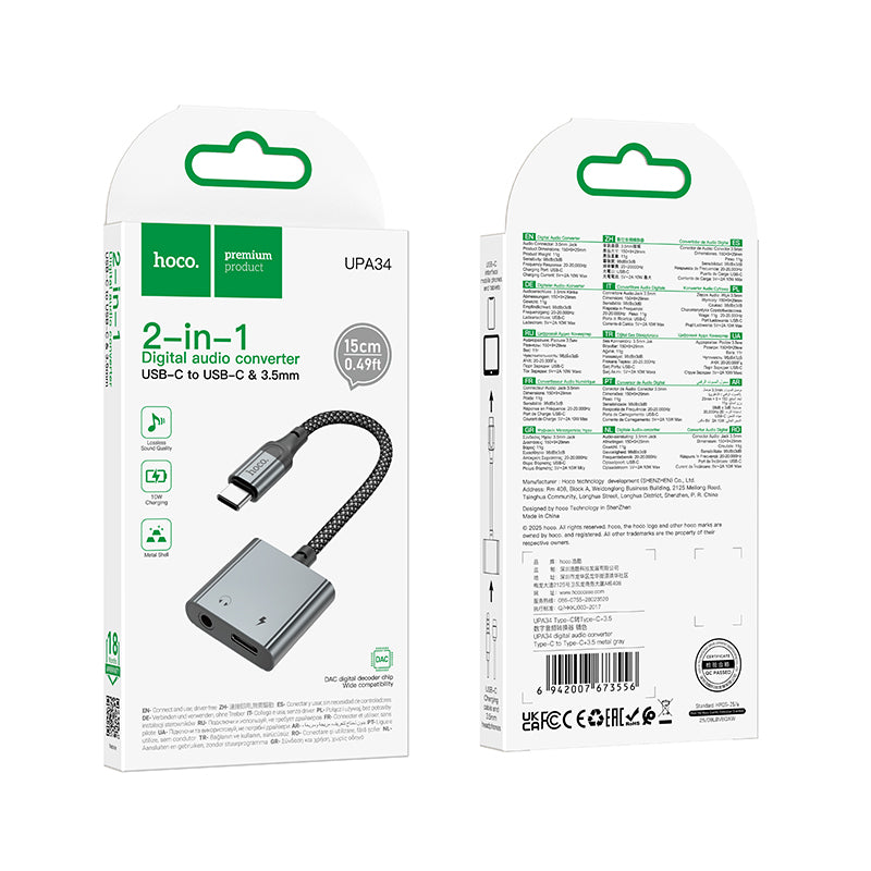 HOCO UPA34 Adapter Type-C to Type-C + 3.5mm Digital Audio Converter