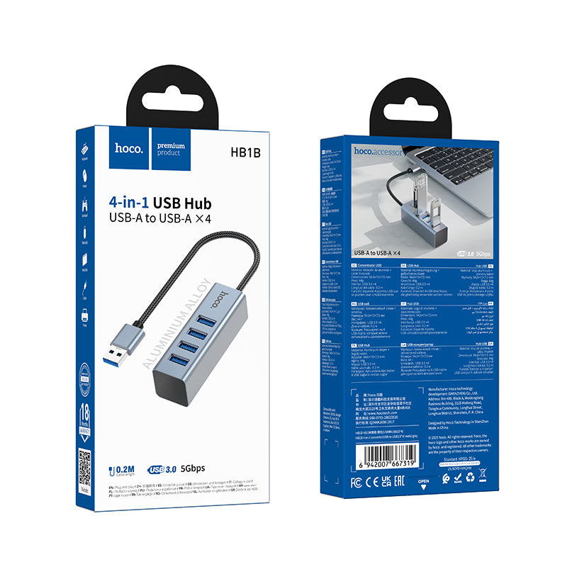 HOCO HB1B 4-in-1 USB to USB3.0*4 Converter/Adapter/Hub