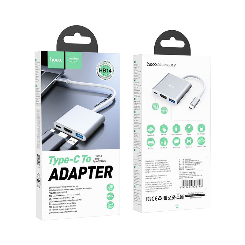 HOCO HB14 Type-C to USB3.0+HDTV+PD Converter/Adapter/Hub