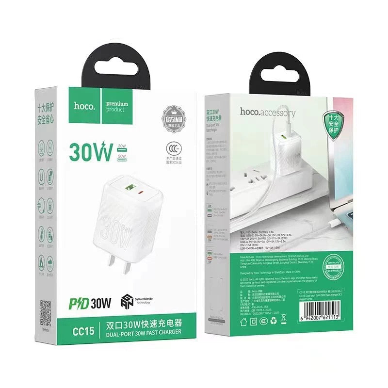 HOCO CC15 Dual-Port Fast Charger PD30W