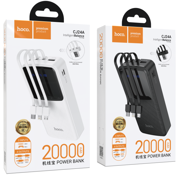 HOCO CJ24A 20000mAh Power Bank USB-A+Type-C+Lightning+Micro (3C/CCC Certified) (A+)