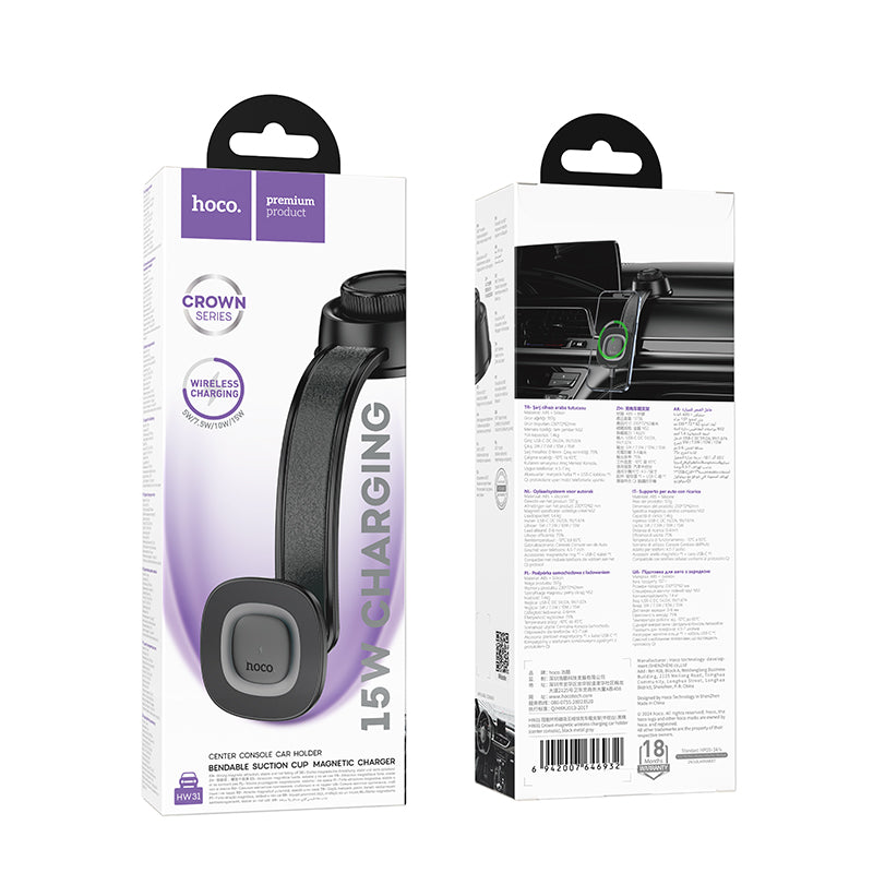 HOCO HW31 Wireless Charging Car Holder for Dashboard/Center Console