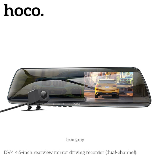 HOCO DV4 Rearview Mirror 4.5-inch Front/Back Driving Recorder(dual-channel)
