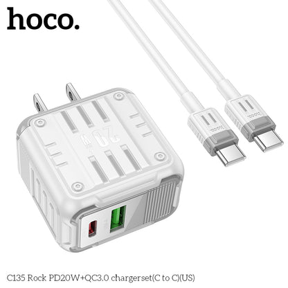 HOCO C135 20W USB-C +QC3.0 USB-A Multi-Port Charger