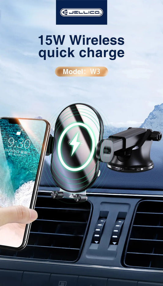 Jellico W3 15W Wireless Quick Charging Car Holder