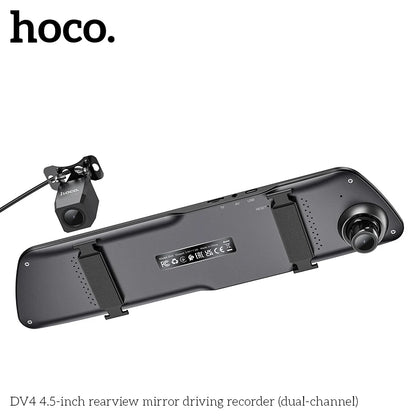 HOCO DV4 Rearview Mirror 4.5-inch Front/Back Driving Recorder(dual-channel)