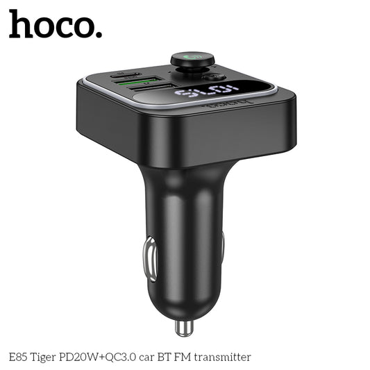 HOCO E85 38W PD20W+QC3.0 Car Charger with Bluetooth + FM Transmitter, RGB Light