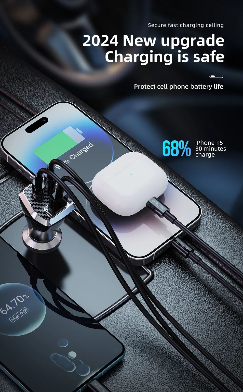 Jellico F15 88.5W Super Fast Car Charger